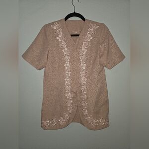 Embroidered Pink Women's Top With Matching Skirt